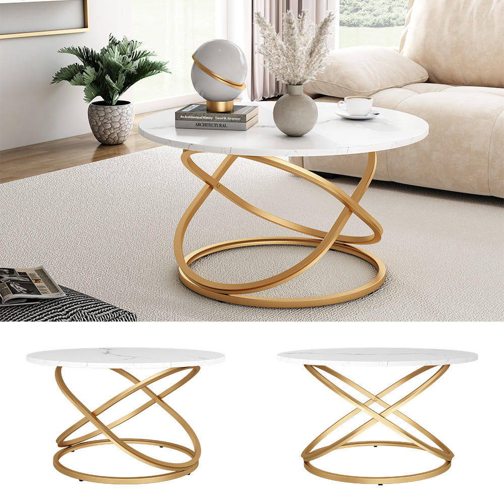 COUCHTISCH Calgary Weiß/Gold 79.5 x 62 cm mit große Arbeitsfläche - Goldfarben/Weiß, Holzwerkstoff (62/79.5/46cm) - Vicco