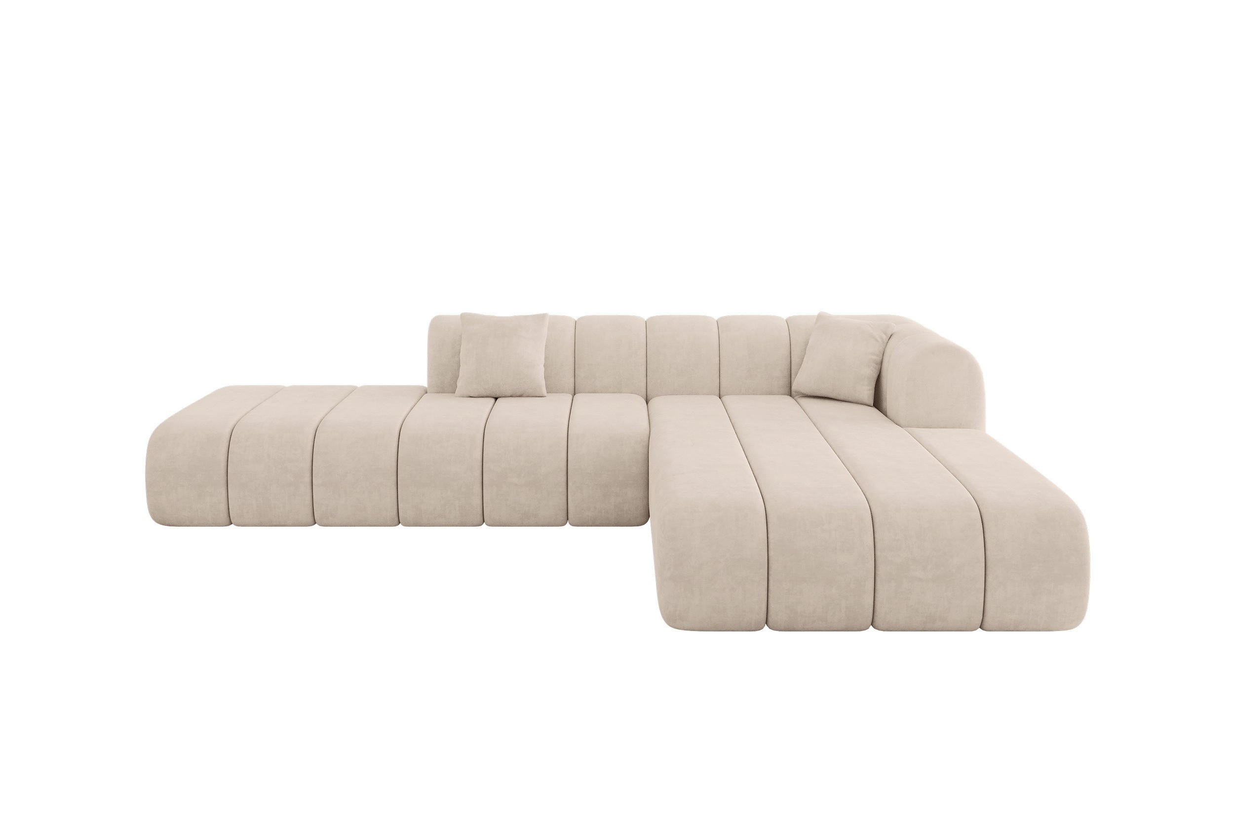 ECKSOFA Ottomane Rechts BILA-L 289x176x71 Beige Samt - Beige/Schwarz, Holzwerkstoff/Kunststoff (289/176cm) - ALTDECOR