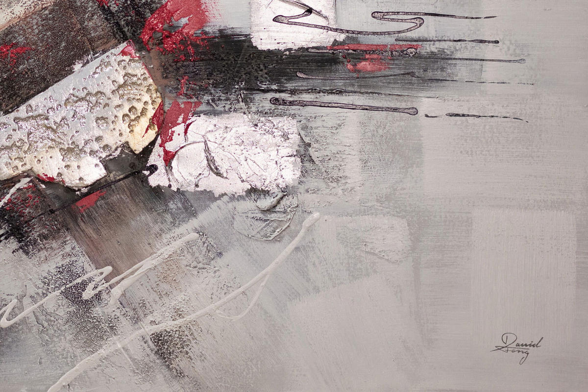 ACRYLBILD HANDGEMALT 140/70 cm - Taupe/Rot, Holz/Textil (2.06/70cm) - KUNSTLOFT