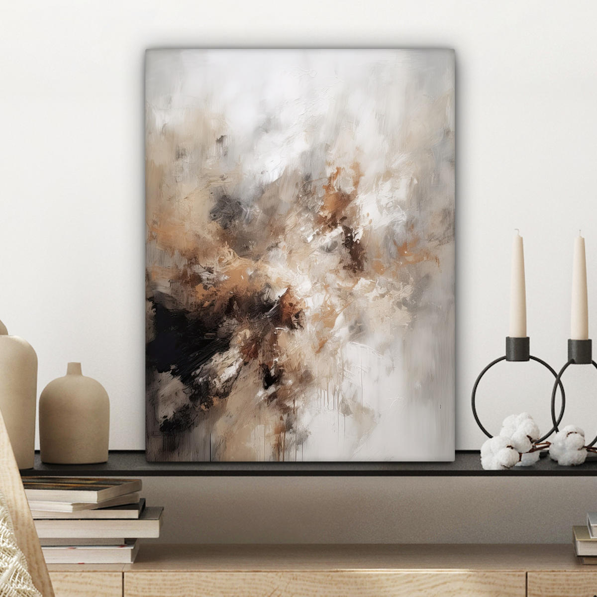 LEINWANDBILD - Farbe - Abstrakt - Beige - Kunst - 30x40 - Bilder - Greige, Textil (30/40cm) - MuchoWow