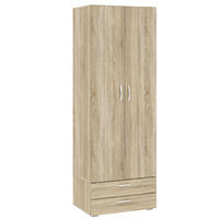 KLEIDERSCHRANK Basic Eiche Sonoma 74 / 52 / 214 cm - Silberfarben/Sonoma Eiche, Holz/Holzwerkstoff (74/214/52cm) - Feldmann-Wohnen