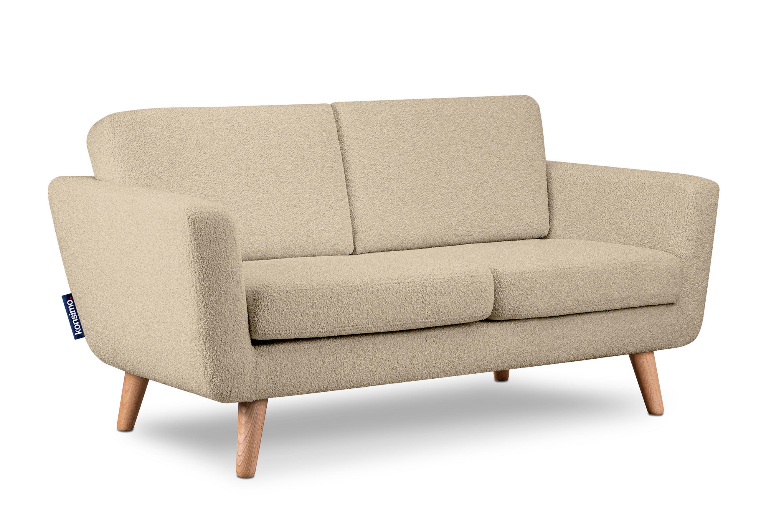 SOFA TAGIO mit Armlehnen, Beige - Beige/Braun, Buchenholz/Textil (153/80/84cm) - KONSIMO®