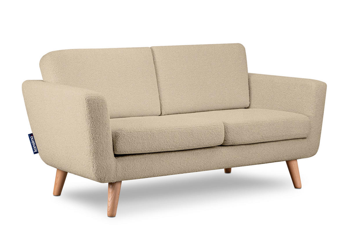 SOFA TAGIO mit Armlehnen, Beige - Beige/Braun, Buchenholz/Textil (153/80/84cm) - KONSIMO®