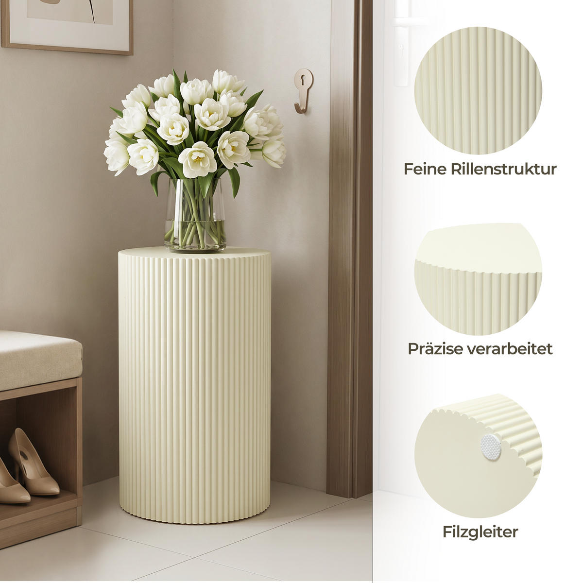 BEISTELLTISCH Rund Beige, MDF | B30 x T30 x H50 cm - Beige, Holzwerkstoff (30/30/50cm) - Hometopia