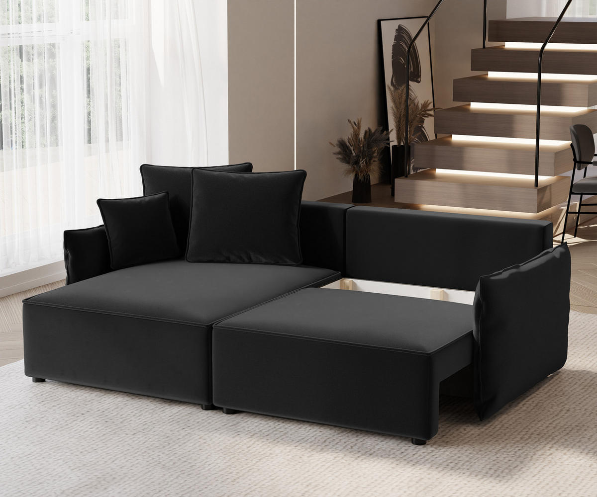ECKSOFA LEON mit Schlaffunktion und Bettkasten Anthrazit - Anthrazit, Holzwerkstoff/Kunststoff (250/160cm) - Idohome