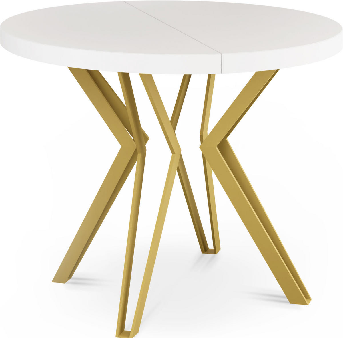 ESSTISCH Daisy runder ausziehbarer, Weiß 120-200/100/76 cm - Goldfarben/Weiß, Holzwerkstoff/Metall (120/120/76cm) - WFL GROUP