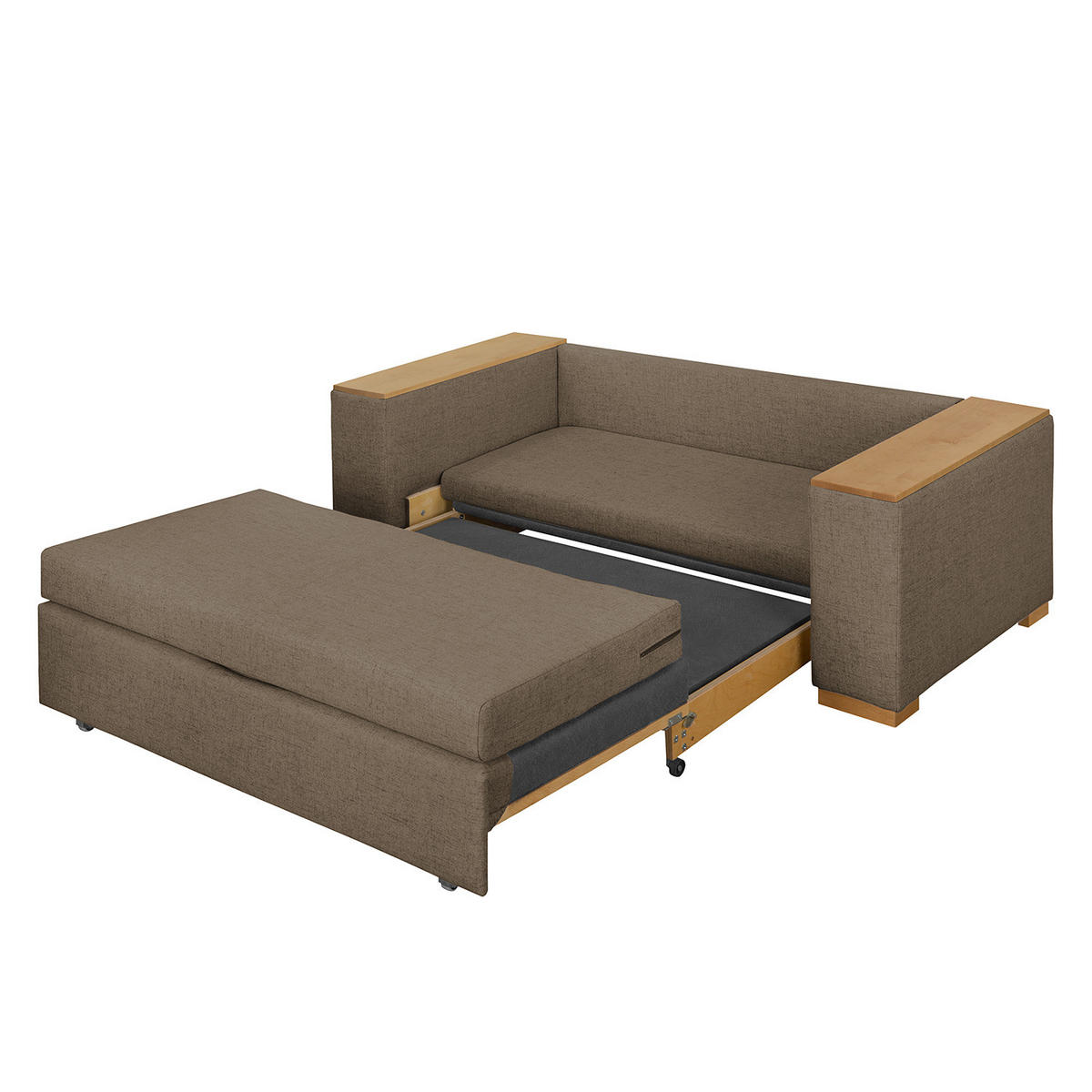 SCHLAFSOFA mit XL Armlehne - Braun, Textil (196/90/90cm) - home24