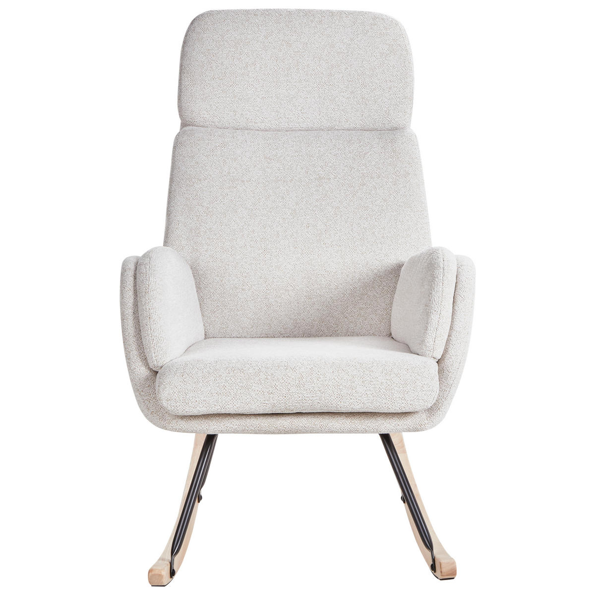 SCHAUKELSTUHL Cremeweiß Kvelia - Schwarz/Weiß, Textil (67/106/92cm) - Beliani