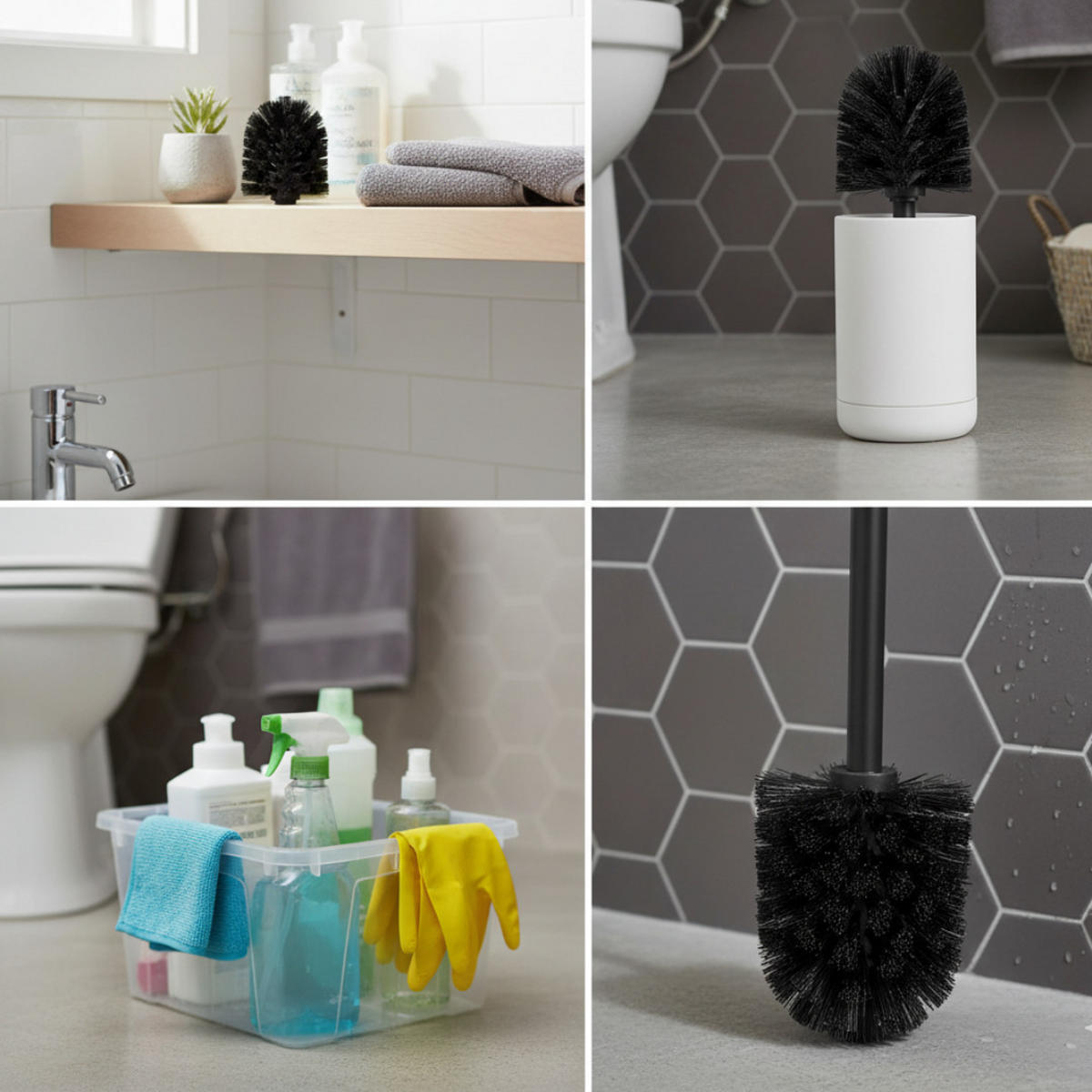WC-BÜRSTENKOPF, Ersatz, 20 Stück, schwarz, 12 mm Gewinde, Toilettenbürste, WC-Bürste, Badezimmer, Ersatzkopf, Bürstenset, Hygienisch, Universal Set - Schwarz, Kunststoff (8/10cm) - Sena
