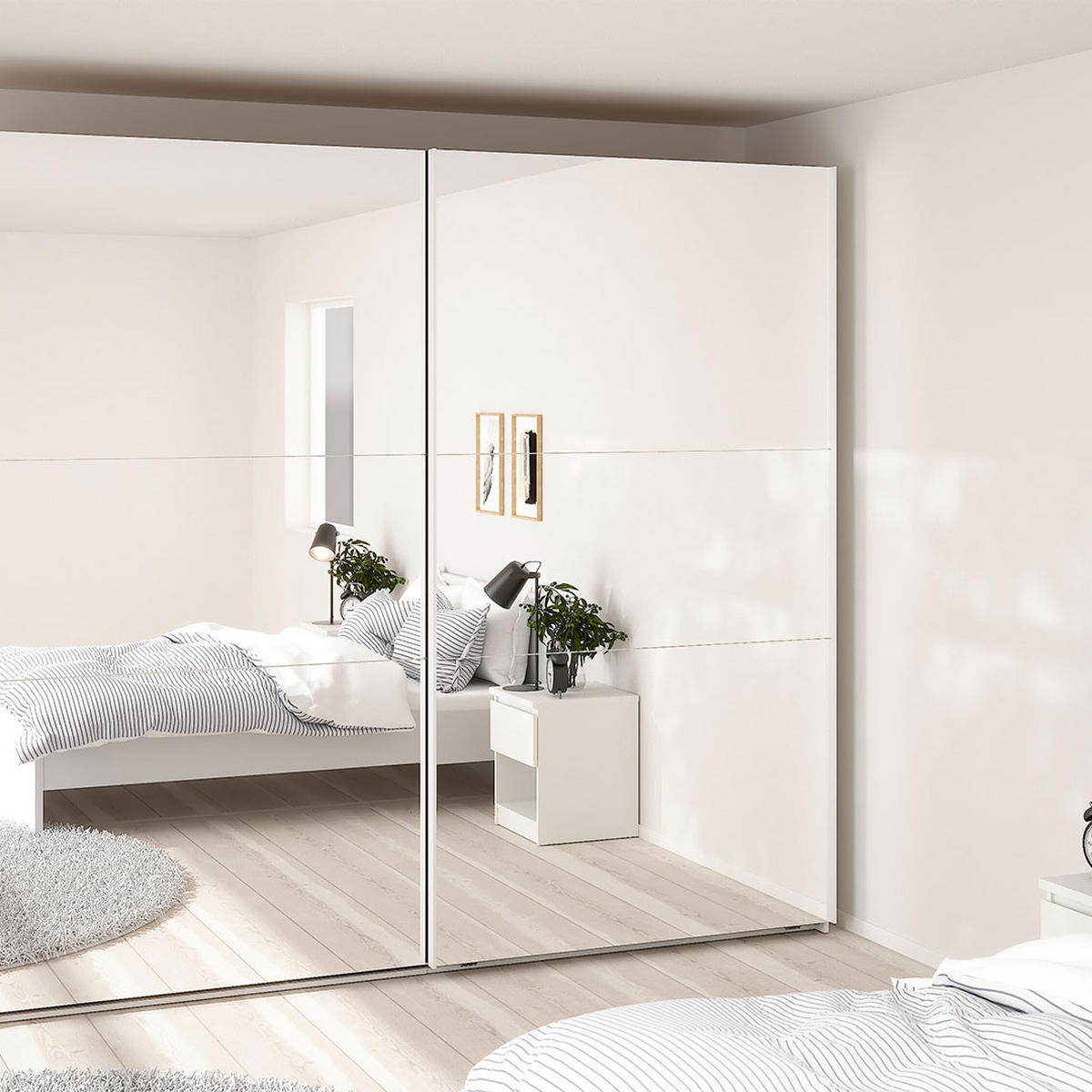 SCHIEBETÜRENSCHRANK, Como, Weiß, Holzwerkstoff, 244 x 67 x 221 cm - Weiß, Holzwerkstoff (244/221/67cm) - ebuy24