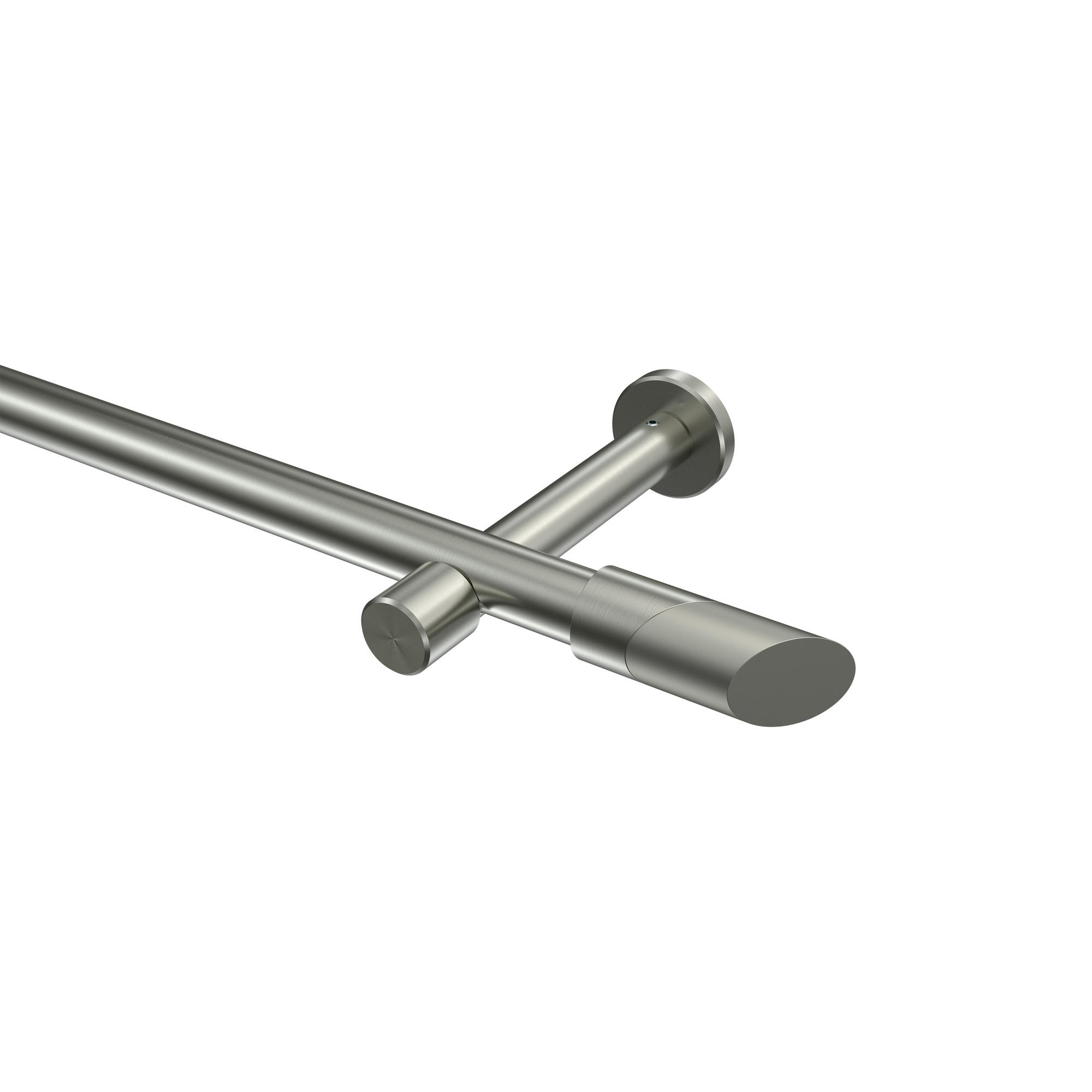 GARDINENSTANGEN-SET Prestige Verano 520 cm (geteilt in 4 x 130 cm), 1-läufig (ohne Ringe), 20 mm Ø Edelstahl-Optik - Edelstahlfarben/Silberfarben, Metall (520cm) - INTERDECO