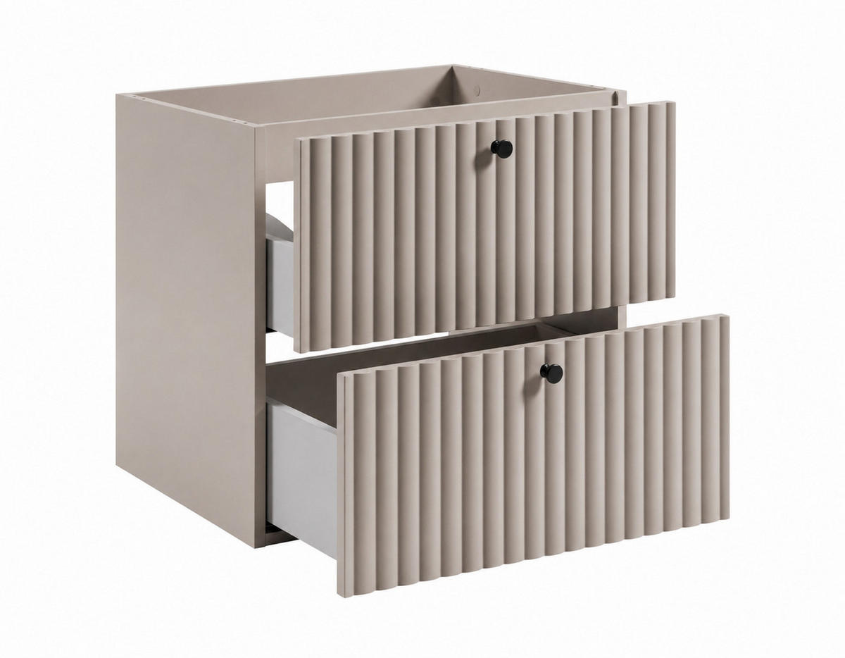 BADEZIMMERSCHRANK: Kaschmir / Platte Nusseiche / Griffe Schwarz / Beine Schwarz, 60 x 44,4 x 73,6 cm - Kaschmir/Schwarz, Holzwerkstoff (60/73.6/44.4cm) - 3XE LIVING