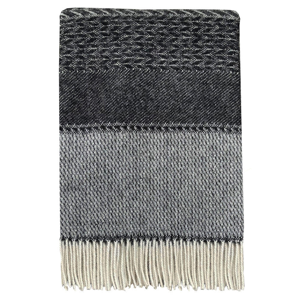 WOLLDECKE Uptown Neuseeländische Lammwolle Schwartz 140x200 - Schwarz, Textil (140/200cm) - Malagoon