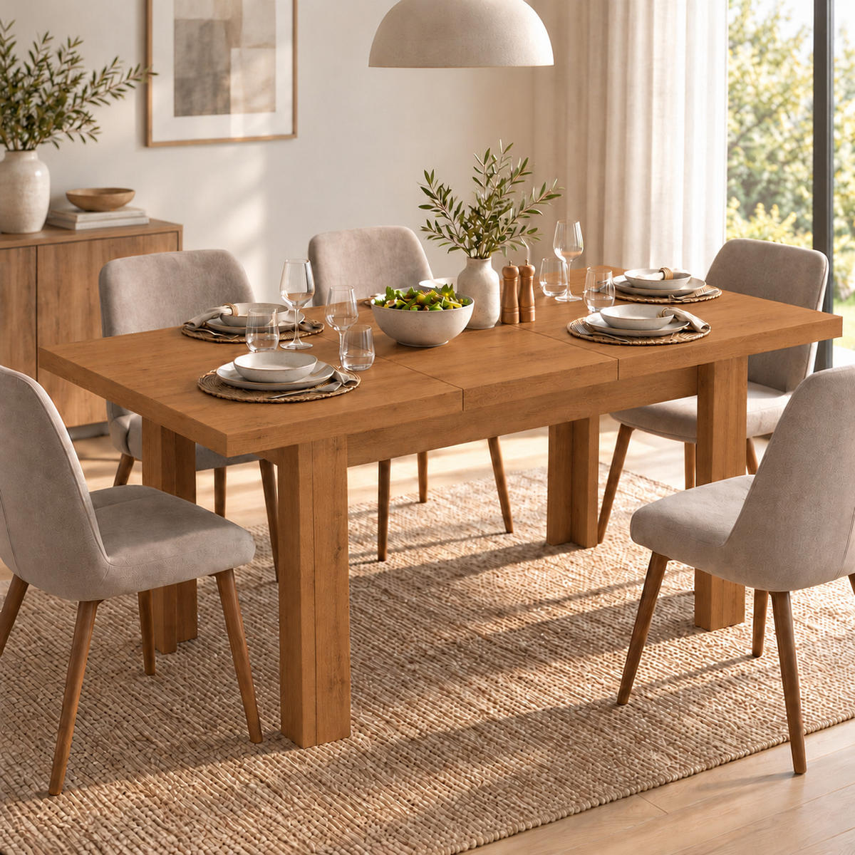 ESSTISCH ausziehbar 120-160 x 80 x 75,5 cm Esche hell - Eschefarben, Holzwerkstoff (80/120/75.5cm) - Koseto