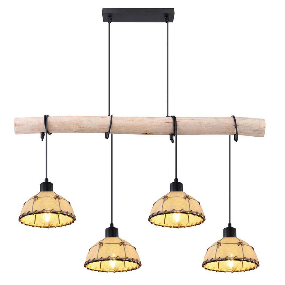 LED HÄNGELEUCHTE Textil Beige Hanfseil Schwarz - Beige, Metall (85/18/120cm) - Globo Lighting