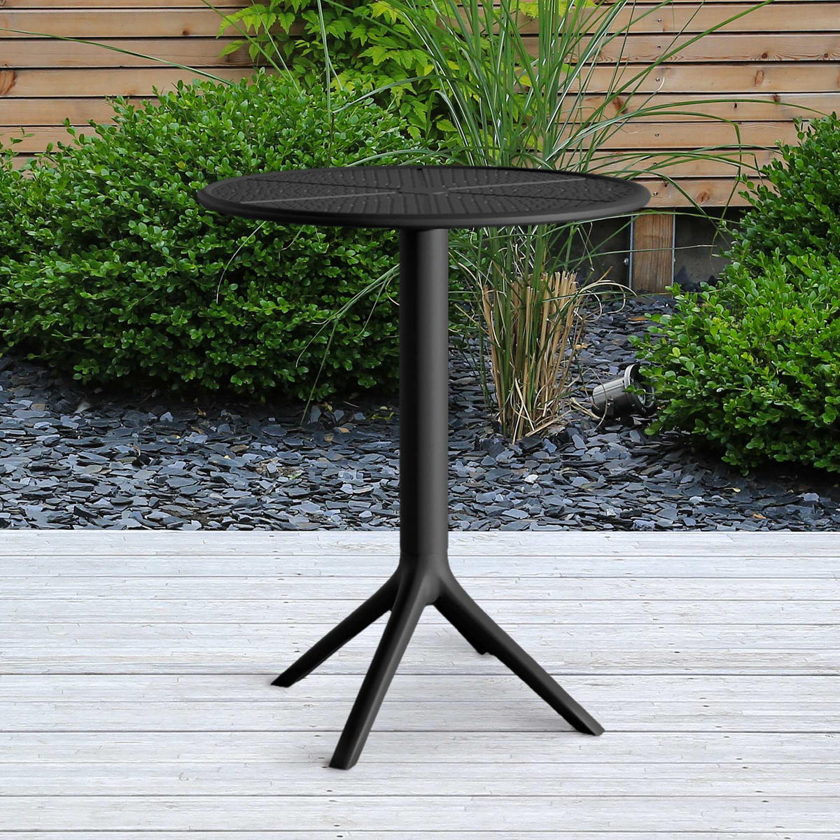 GARTENTISCH rund Kunststoff schwarz - Schwarz, Kunststoff (60/60/76cm) - CLP