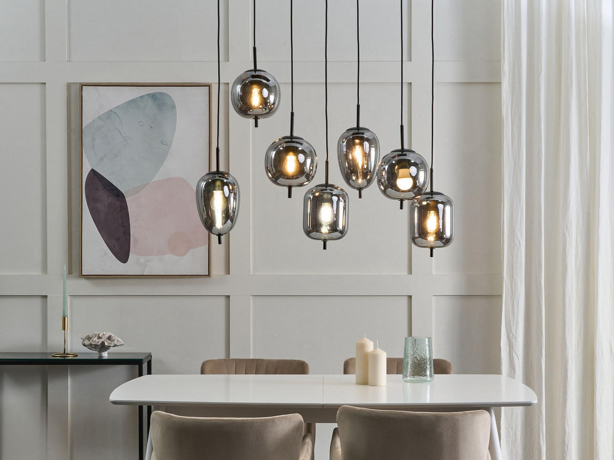 PENDELLEUCHTE Tarlo 90x35x122 cm - Silberfarben, Glas (35/90/122cm) - Beliani