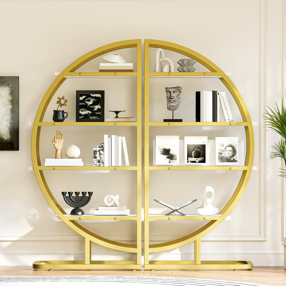 REGAL 120cm Gold Metall Bogen MDF modular modern - Multicolor, Metall (120/130/30cm) - FLIEKS