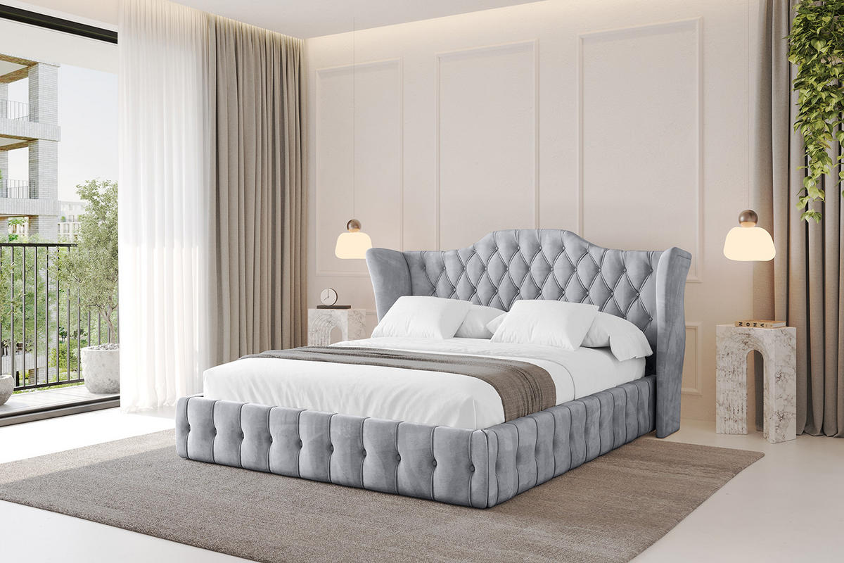 POLSTERBETT mit Bettkasten und Lattenrost, Bett mit Matratze H3/H4 - MODY 180x200 Hellgrau - Hellgrau, Holzwerkstoff/Textil (180/200cm) - ALTDECOR