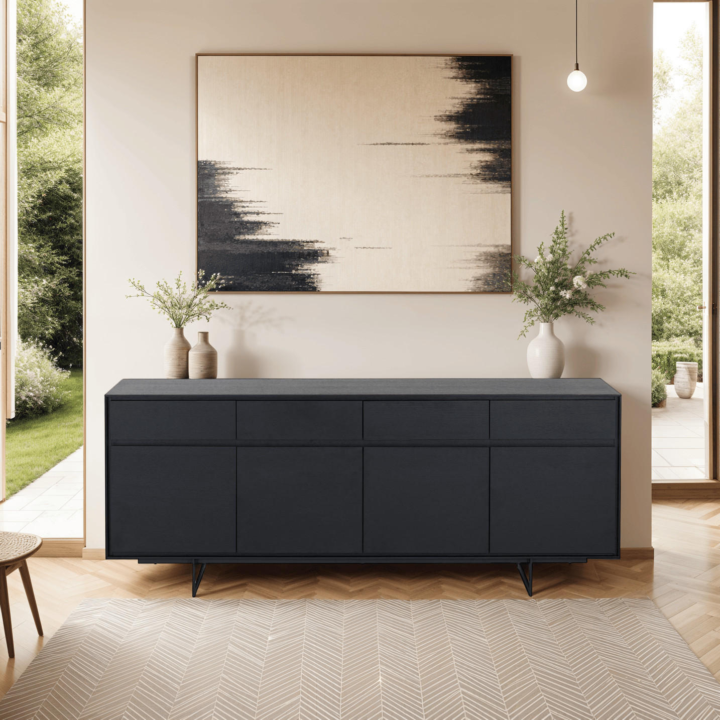 SIDEBOARD Schwarz - Schwarz, Holz/Metall (205/82/45cm) - Furnhouse