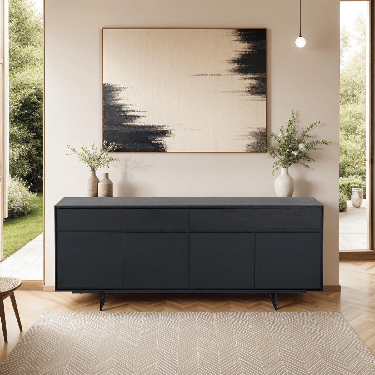 SIDEBOARD Schwarz - Schwarz, Holz/Metall (205/82/45cm) - Furnhouse