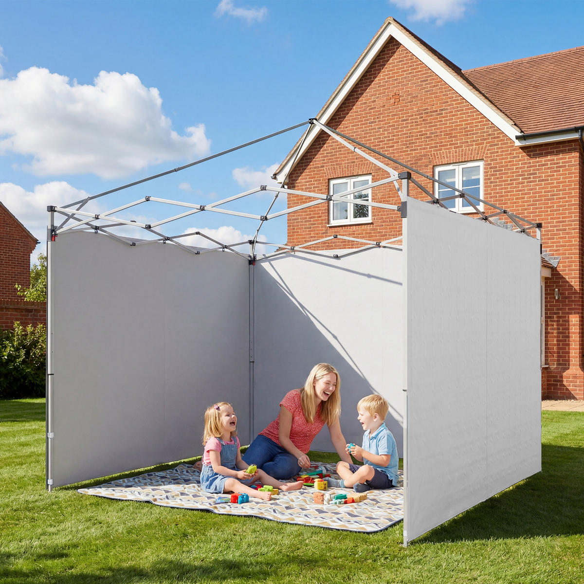 PAVILLON-SEITENWAND, Oxford-Gewebe weiß, Reißverschluss - Weiß, Kunststoff (25/13.5/32cm) - Vallsero