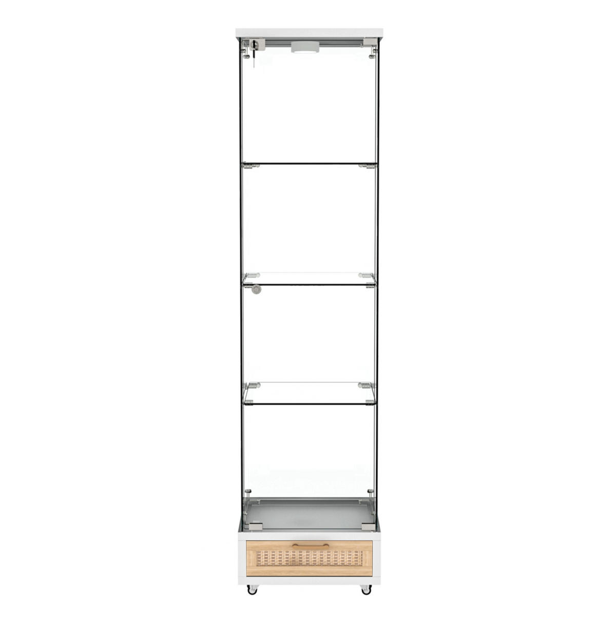 VITRÍNA 167/42,5/36,5 cm, MDF a sklo, biela, s LED osvetlením - biela, kompozitné drevo (42.5/167/36.5cm) - BEAOK