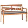 BATAVIA-BANK MIT DUNKELGRAUEM KISSEN 120 CM TEAK MASSIVHOLZ - Dunkelgrau, Holz/Textil (120/84/51.5cm) - vidaXL