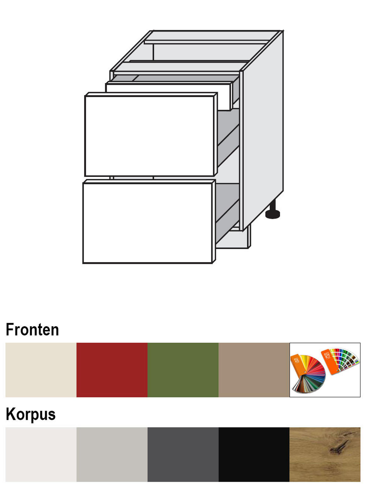 SCHUBLADENUNTERSCHRANK Brerra D2A/60/1A Korpus eiche artisan / Front RAL 1019 graubeige Matt 60 / 50 / 82 cm - Graubraun/Eiche Artisan, Holz/Holzwerkstoff (60/82/50cm) - Feldmann-Wohnen