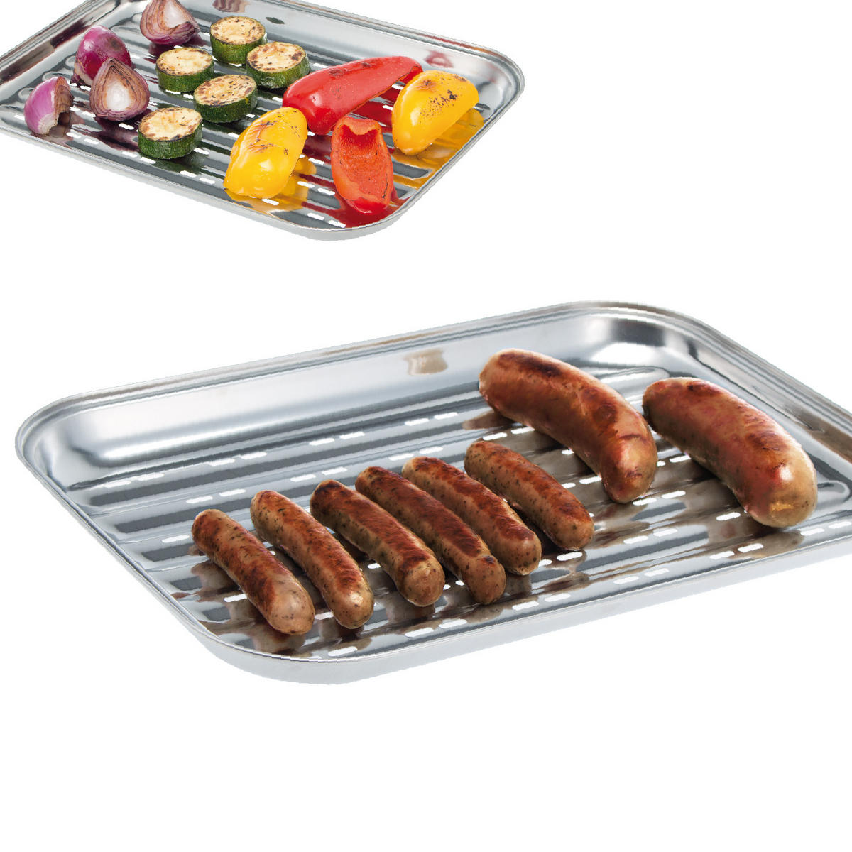 GRILLSCHALE 4er-Set, silber, Edelstahl - Edelstahlfarben, Metall (35/2.5/24.5cm) - bremermann