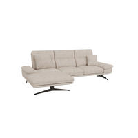 ECKSOFA Loris Beige Samt - Ottomane links - Beige/Schwarz, Holz/Textil (294/175cm) - S-Style Möbel