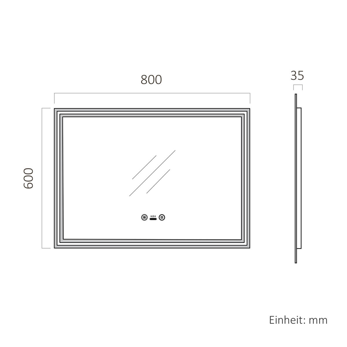 BADSPIEGEL mit Beleuchtung mit Bewegungssensor, 80/60/3,5 cm - Transparent, Glas (60/80/3.5cm) - EMKE