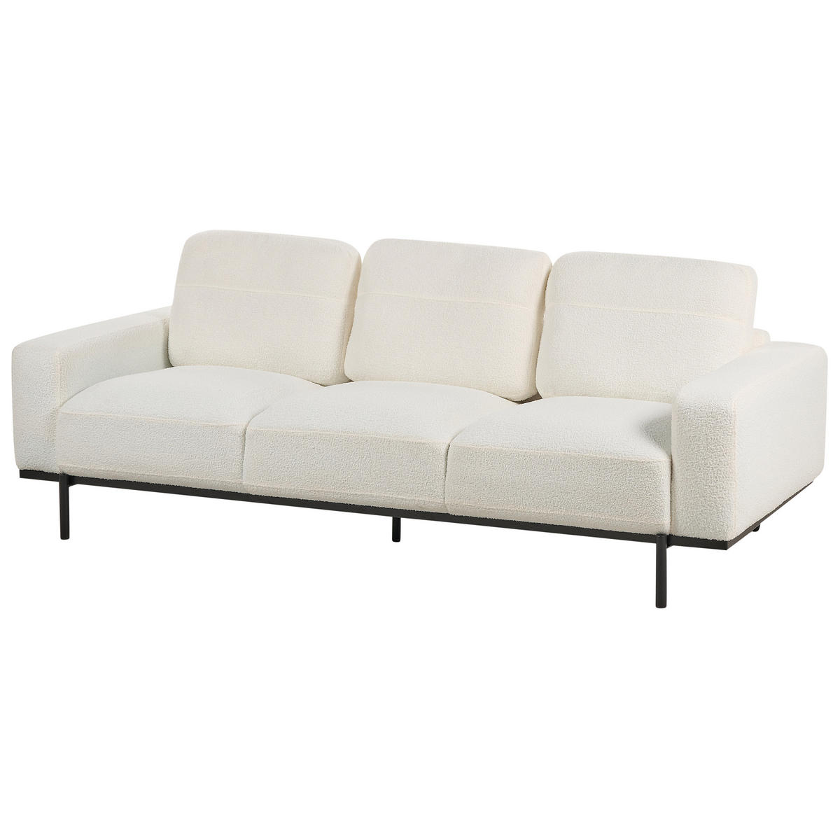 3-SITZER-SOFA Bouclé Cremeweiß Sovik - Weiß, Textil (215/72/87cm) - Beliani