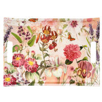 TABLETT Wildblumen, rechteckige Serviertablett mit Griff 38x27 cm - Dunkelrosa, Kunststoff (27/3/38cm) - Lashuma