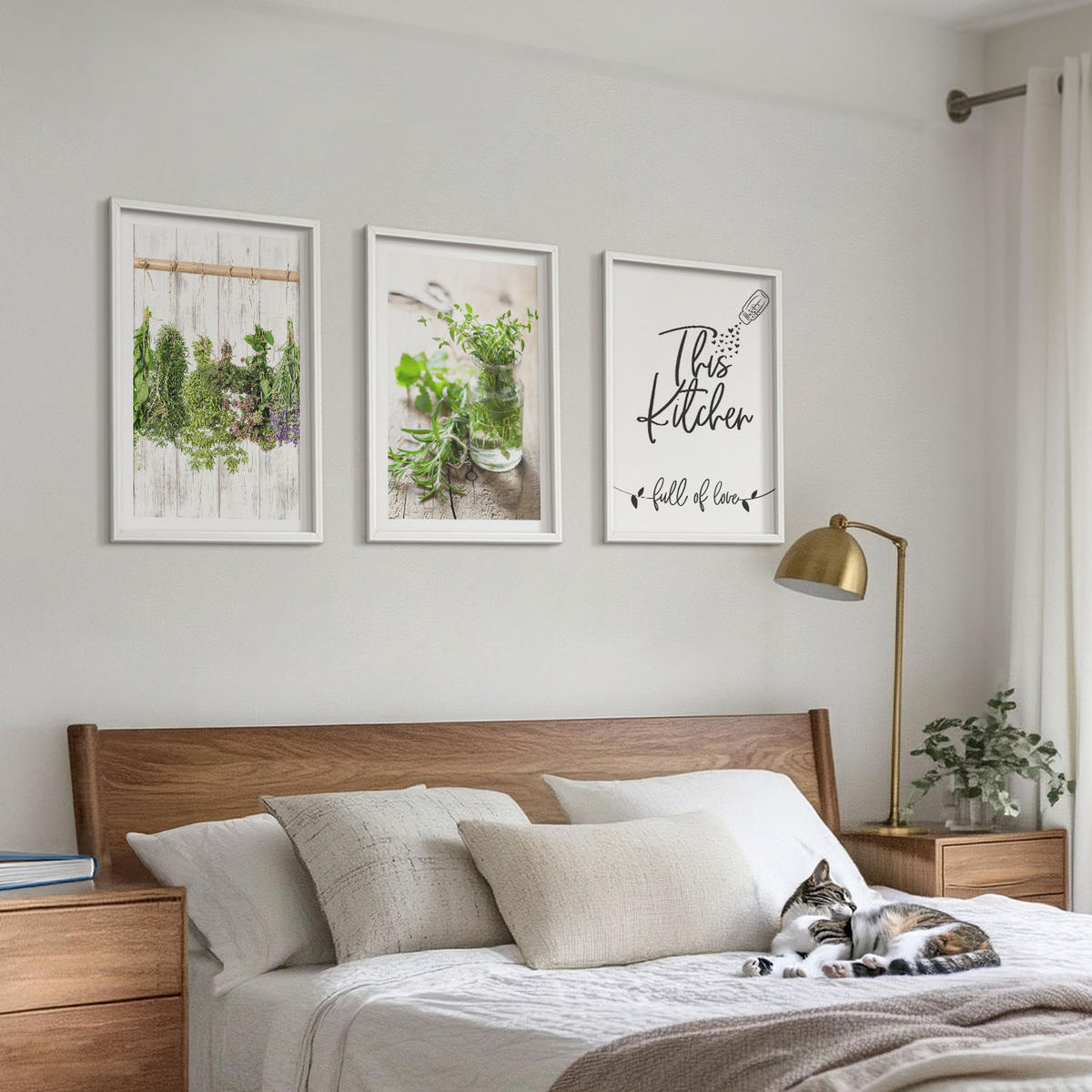 WANDBILDER 3er-Set - 40x60 cm Weißer Rahmen - Küchenthema: Getrocknete Kräuter - Weiß, Kunststoff (40/60cm) - ArtPrintCave