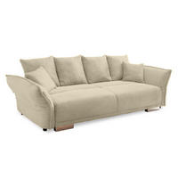 BIG-SOFA mit Schlaffunktion 242/131/90 cm Federkern, verstellbare Armlehnen, Bettkasten, Liegefläche 168x199 cm, Cord Beige Grau / 17215 - Chromfarben/Greige, Kunststoff/Textil (242/90/131cm) - luma-home