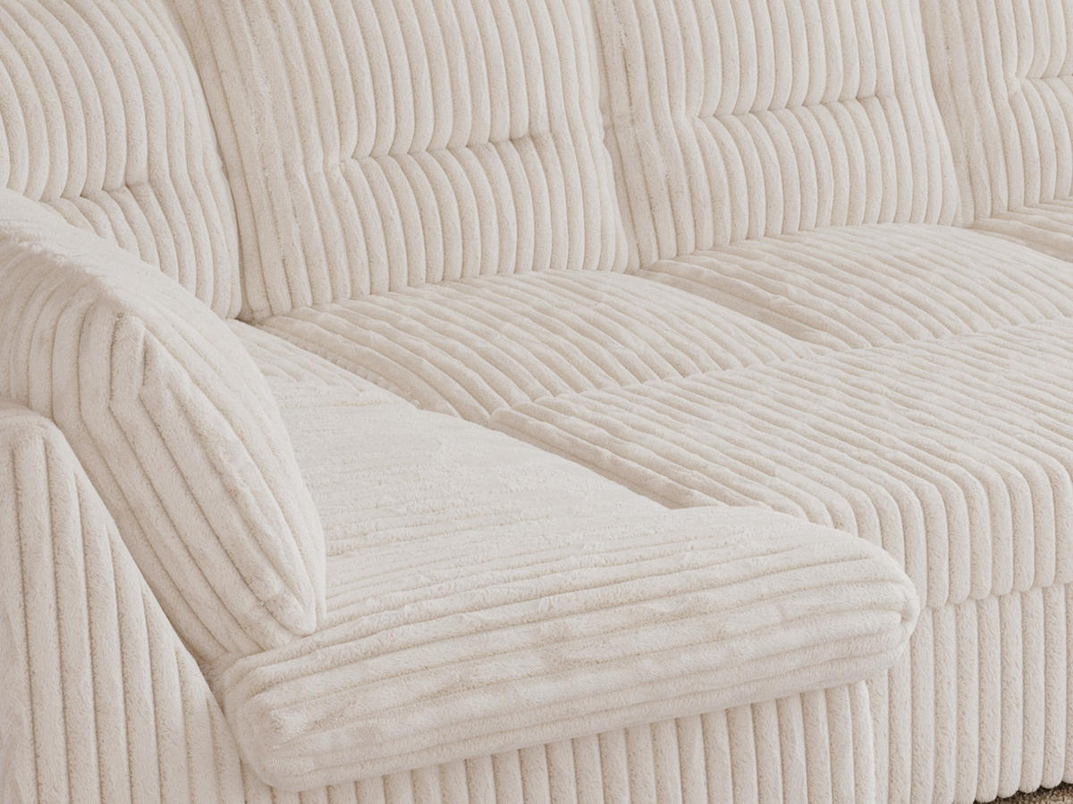 WOHNLANDSCHAFT COMODO U Beige Cord - Beige/Silberfarben, Textil/Metall (340/93/206cm) - MKS