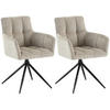 ARMLEHNENSTUHL 2er Set Stoff Taupe - Taupe/Schwarz, Textil/Metall (59/87/59cm) - CLP