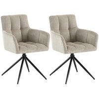 ARMLEHNENSTUHL 2er Set Stoff Taupe - Taupe/Schwarz, Textil/Metall (59/87/59cm) - CLP