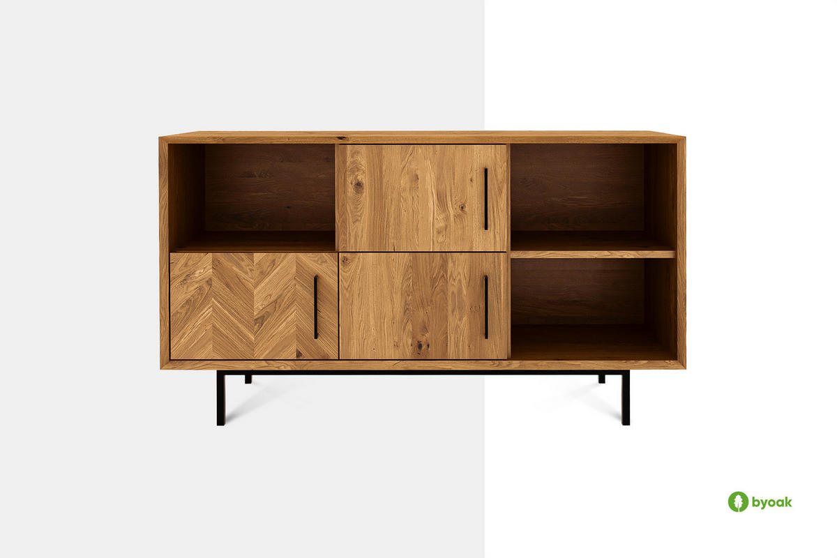 KOMMODE BREIT LEON Wildeiche - Wildeiche, Holz (144/80/45cm) - byoak