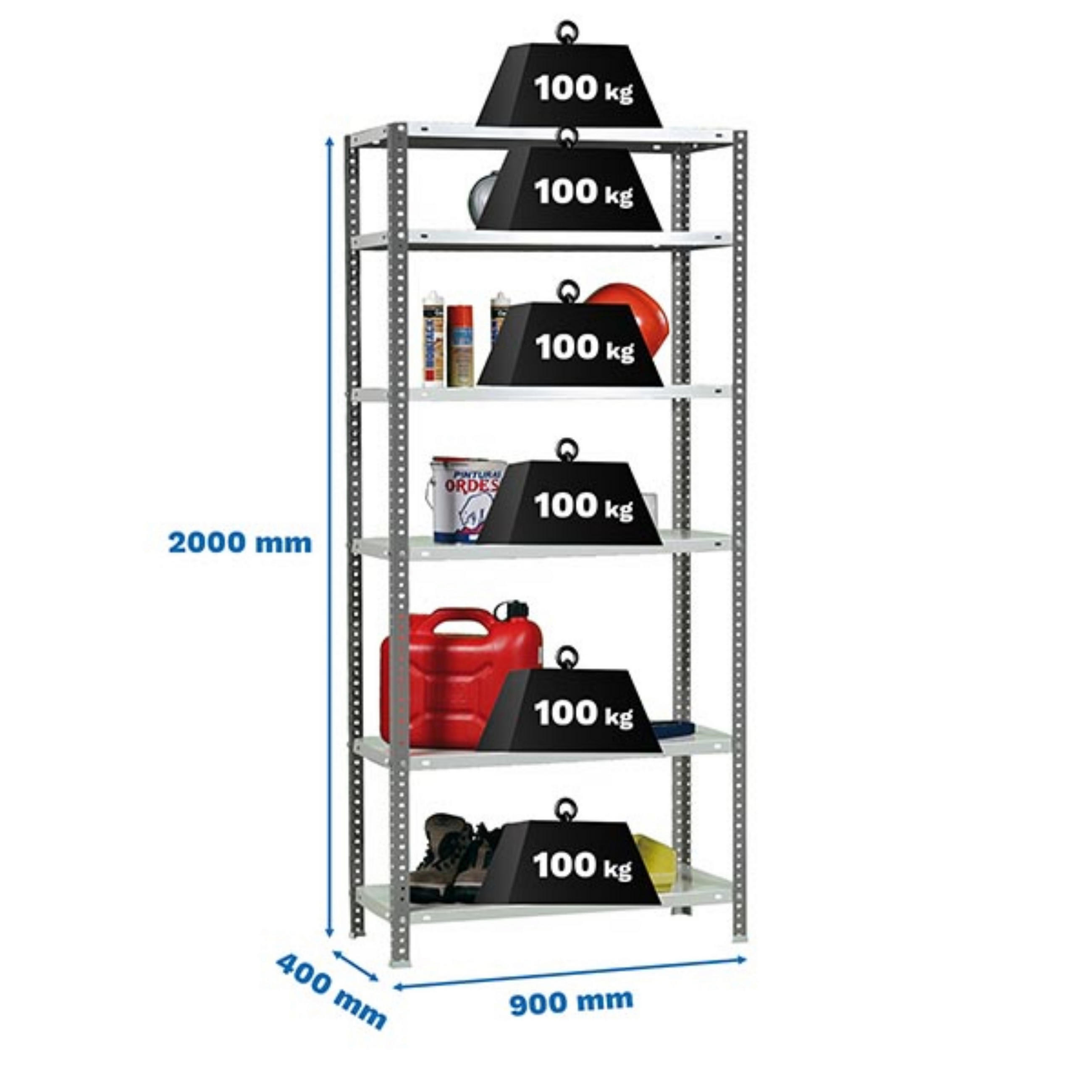 SCHRAUBREGAL PANDA TALL | HxBxT 200x90x40cm | 6 Fachböden | Fachlast 100kg | Anthrazit-Weiß - Anthrazit, Metall (90/200/40cm) - PROREGAL