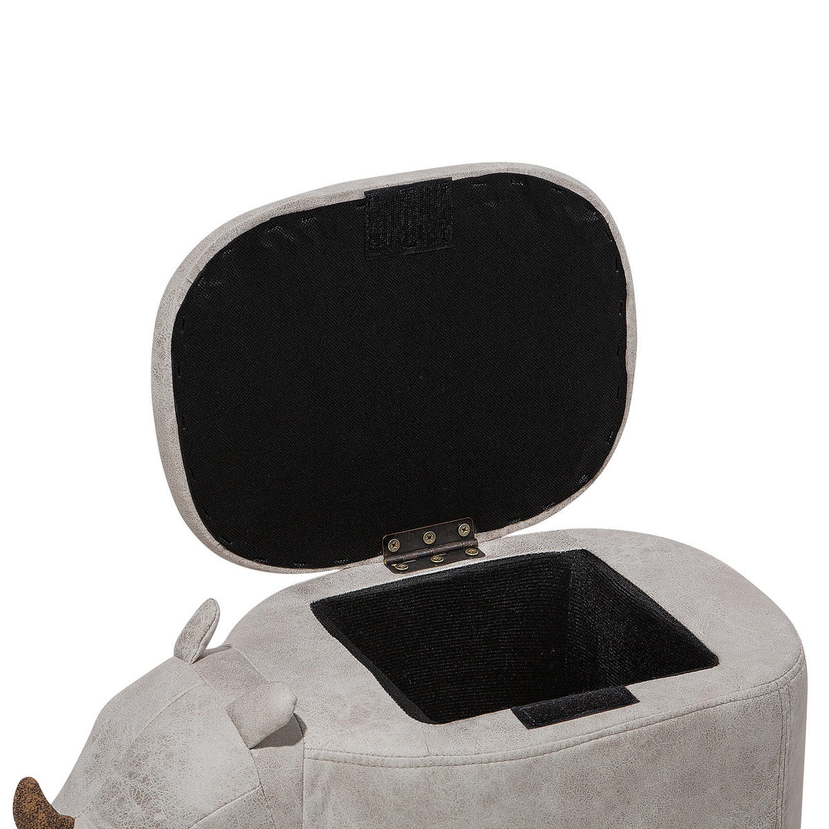 HOCKER Rhino 32/60/35 cm - Grau, Kunststoff/Textil (60/35/32cm) - Beliani