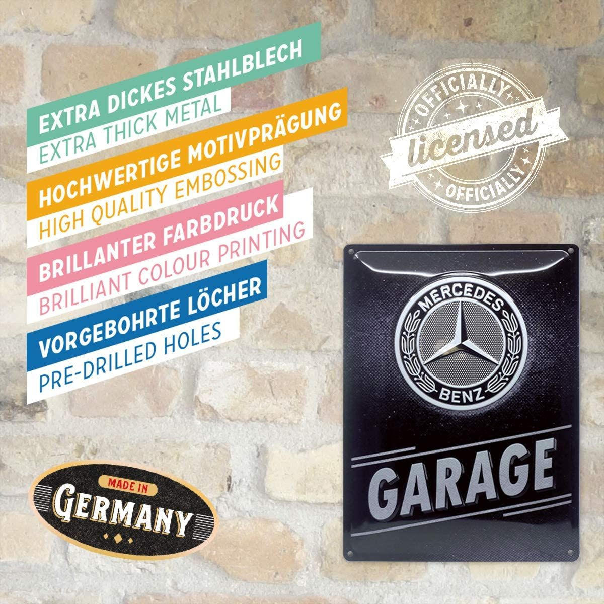 BLECHSCHILD 30/40 cm Mercedes-Benz Garage - Multicolor, Metall (30/40/0.2cm) - Nostalgic-Art