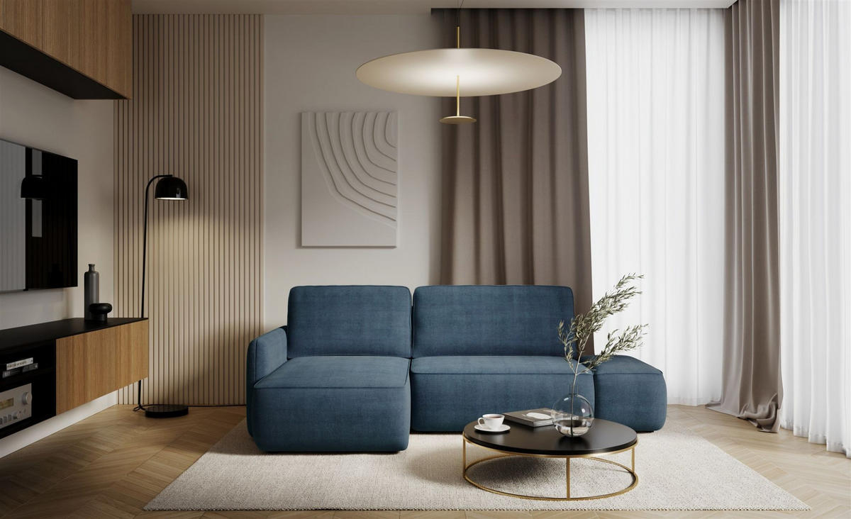 ECKSOFA Luka Mit Schlaffunktion - Blau, Holzwerkstoff/Textil (229/148cm) - Fun Möbel