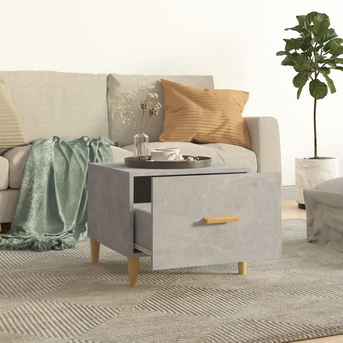 COUCHTISCH Betongrau 50x50x40 m Holzwerkstoff - Grau, Holzwerkstoff (50/50/40cm) - furnicato