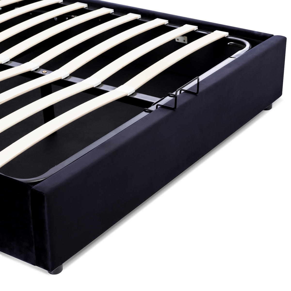 STAURAUMBETT 140/200 cm DE-00174, in Schwarz, hydraulischem Bettkasten - Schwarz, Holz (140/200cm) - ComfortXL