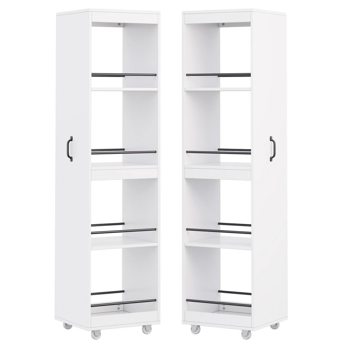 BÜCHERREGAL Hochregal 160cm mit Rollen Platzsparend Modern - Weiß, Holzwerkstoff (40/160.5/30cm) - FLIEKS