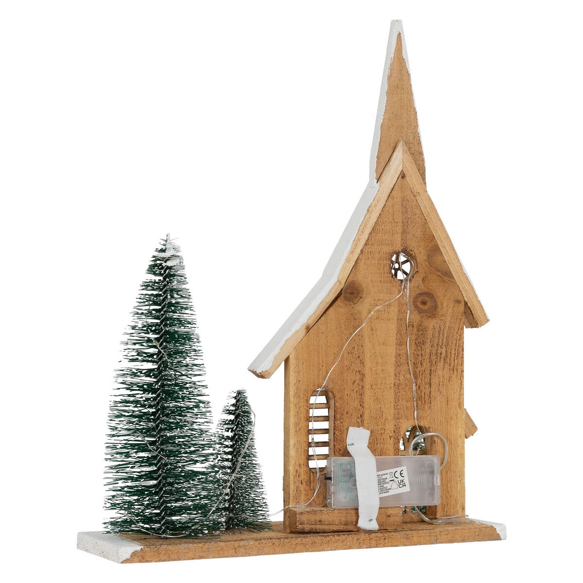 DEKOFIGUR Haus LED 34 cm - Beige, Holz (9/34/28cm) - Home Styling Collection