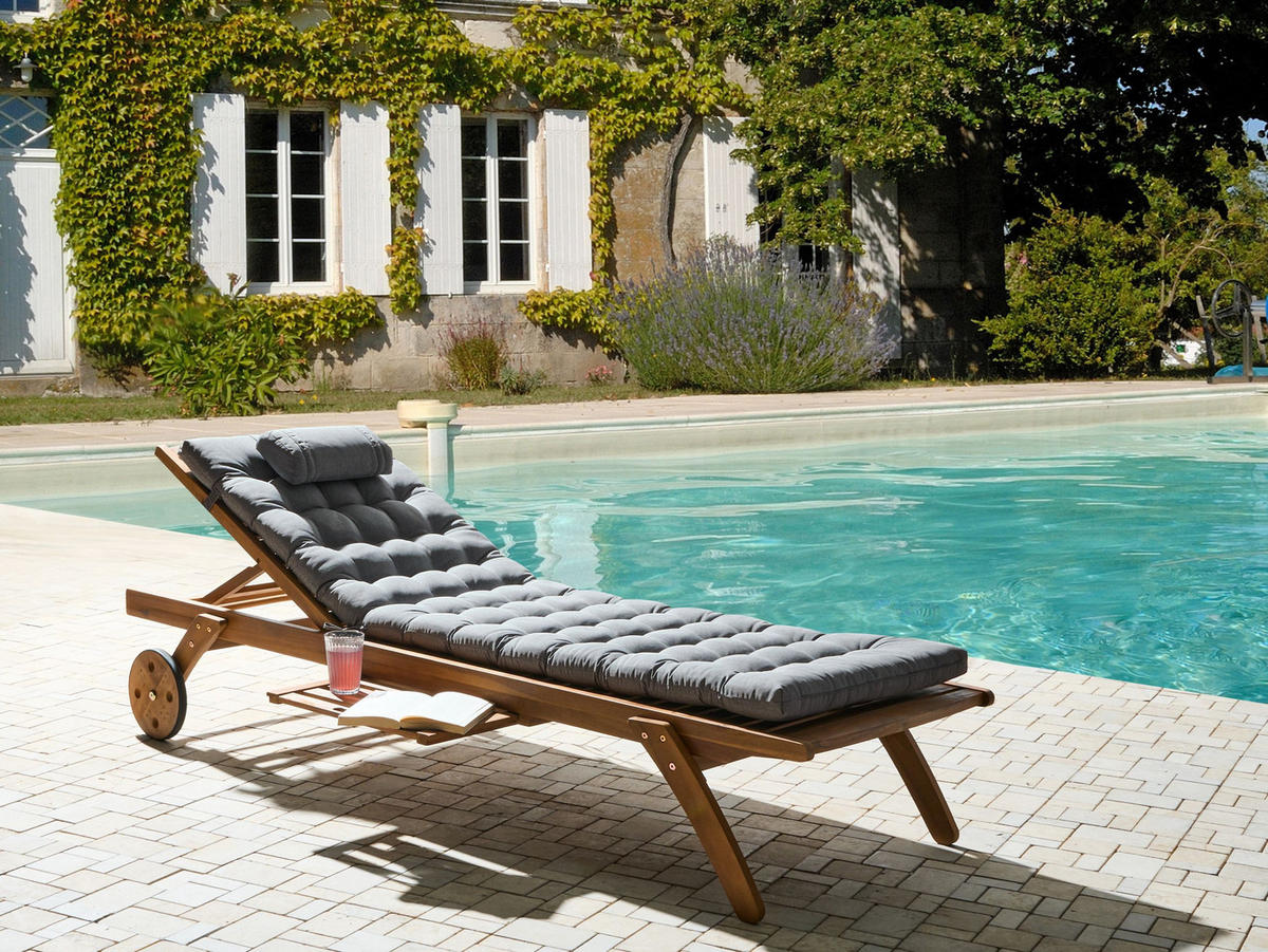 LIEGENAUFLAGE Grau meliert 56/189 cm Cesana Premium - Grau, Textil (189/5/56cm) - Beliani