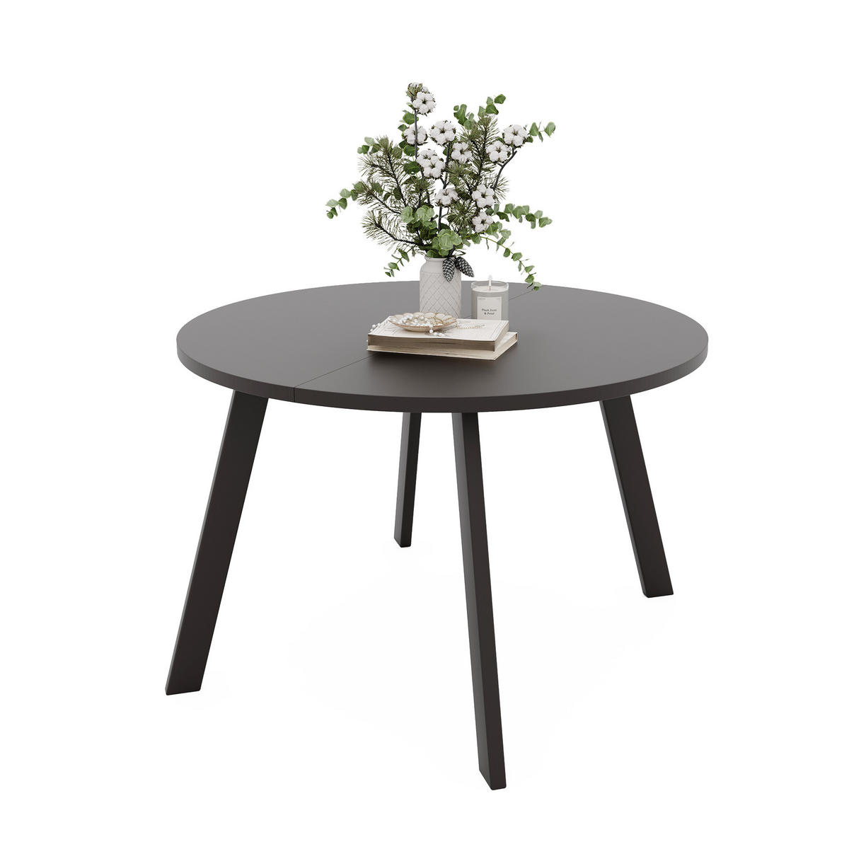 TISCH Schwarze Beine, MDF Tischplatte, Molet Schwarz - Schwarz, Holzwerkstoff (100/100/76cm) - Idohome